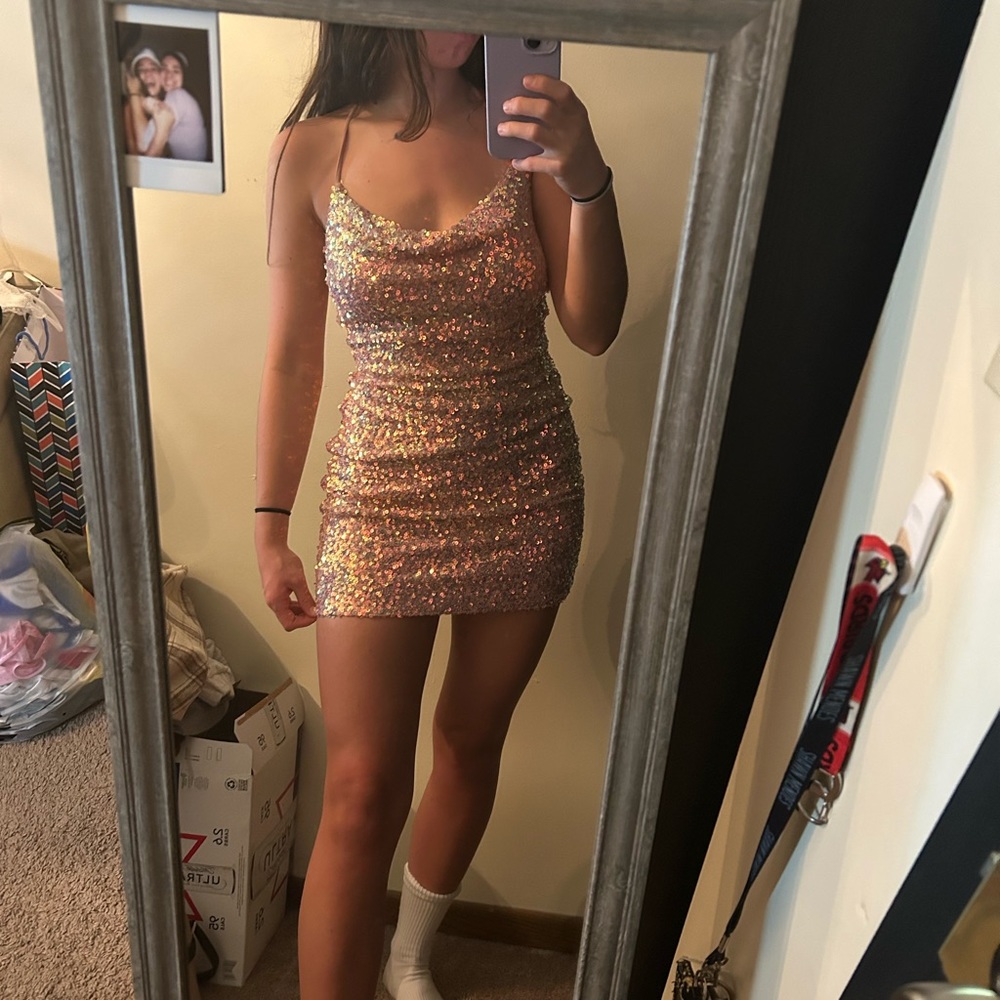 Pink Sequin Windsor short dress